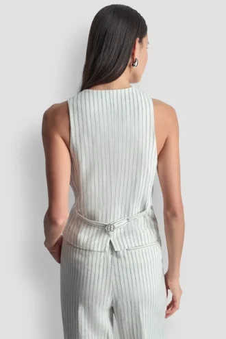 Linen-Blend Striped Vest