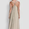 Linen-Blend Tie Back Maxi Dress