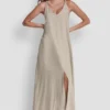 Linen-Blend Tie Back Maxi Dress