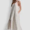 Linen-Blend Tie Back Maxi Dress