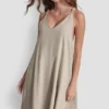 Linen-Blend Tie Back Maxi Dress
