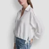 Linen-Blend V-Neck Shirt