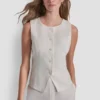 Linen Button-Front Vest