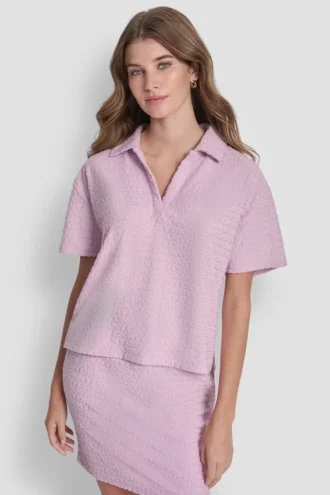 Logo Jacquard Boxy Polo Tee