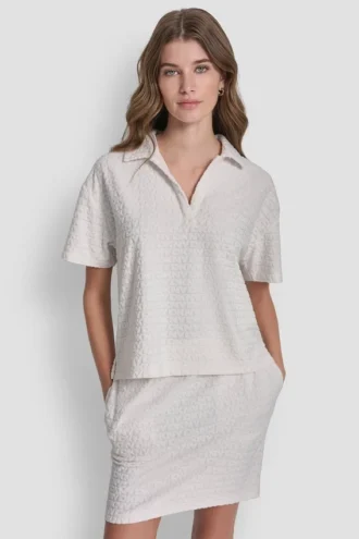 Logo Jacquard Boxy Polo Tee