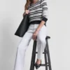 Logo Pointelle Striped Sweater