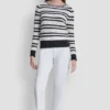 Logo Pointelle Striped Sweater