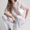 Logo Pointelle Striped Sweater