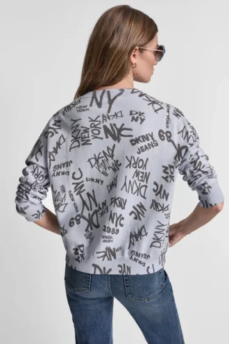 Logo Printed V Neck Pullover