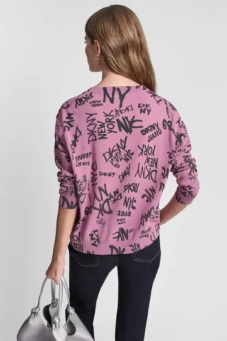 Logo Printed V-Neck Pullover