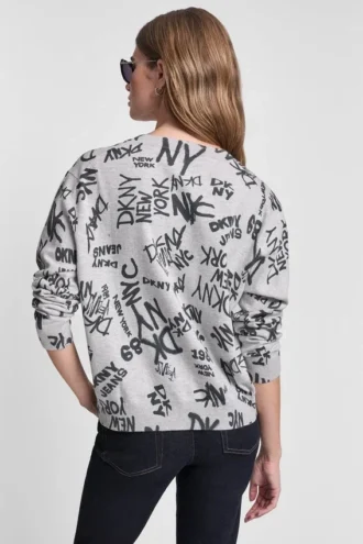 Logo Printed V Neck Pullover