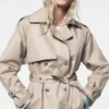 Long Double Breasted Belted Trench