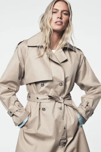 Long Double Breasted Belted Trench