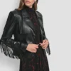 Long Sleeeve Fringe Crop Jacket