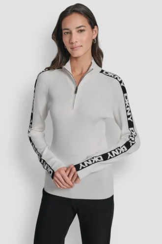 Long Sleeve 1/4 Zip Logo Tape Sweater