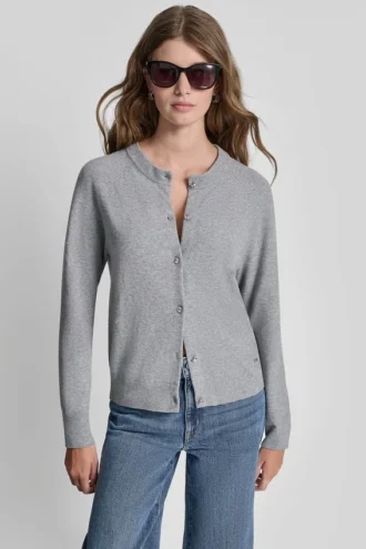 Long Sleeve Cardigan W Rhinestone Buttons