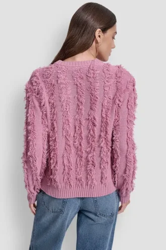 Long Sleeve Crew Neck with Fringe Stitching