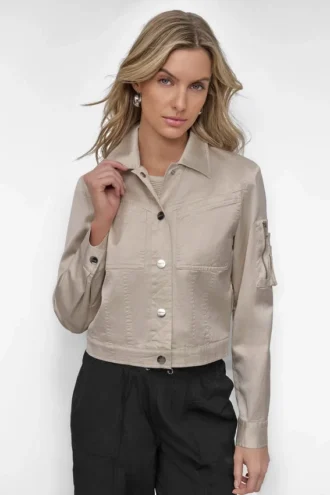 Long Sleeve Cropped Sateen Jacket