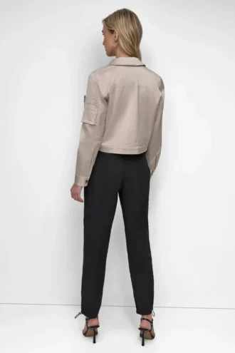 Long Sleeve Cropped Sateen Jacket