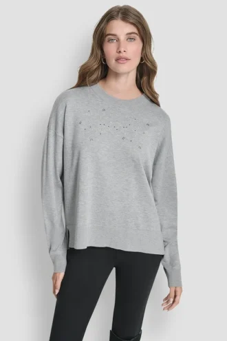 Long Sleeve Glitter Logo Pullover Sweater