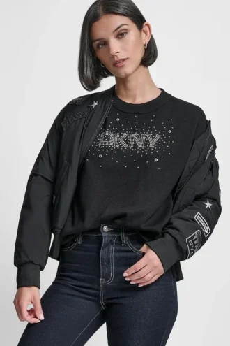 Long Sleeve Glitter Logo Pullover Sweater