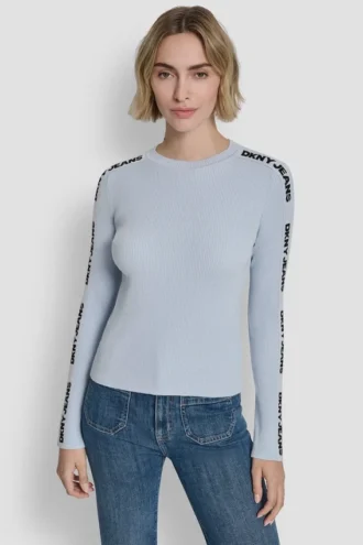 Long Sleeve Logo Trim Sweater