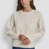 Long Sleeve Rhinestone Crew Neck Sweater