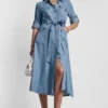 Long Sleeve Roll Tab Tencel Cargo Dress