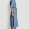 Long Sleeve Roll Tab Tencel Cargo Dress