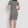 Lurex Stripe Mock Neck Logo Dress