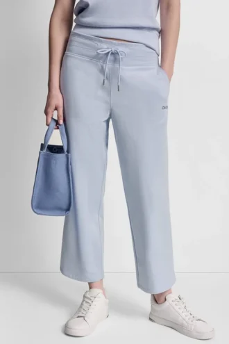 Metallic Bubble Logo Cropped High-Rise Pants