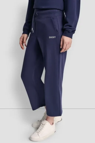 Metallic Bubble Logo Cropped High-Rise Pants