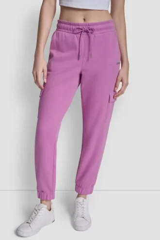 Metallic Bubble Logo Slim Fit Fleece Cargo Jogger