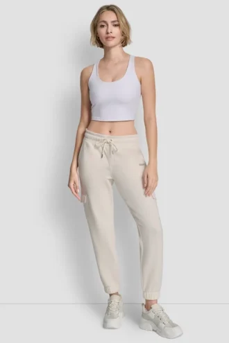 Metallic Bubble Logo Slim Fit Fleece Cargo Jogger