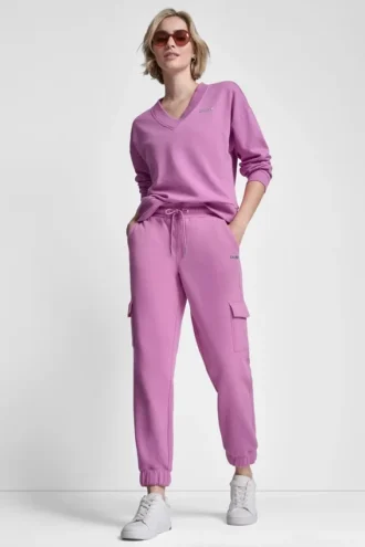 Metallic Bubble Logo Slim Fit Fleece Cargo Jogger