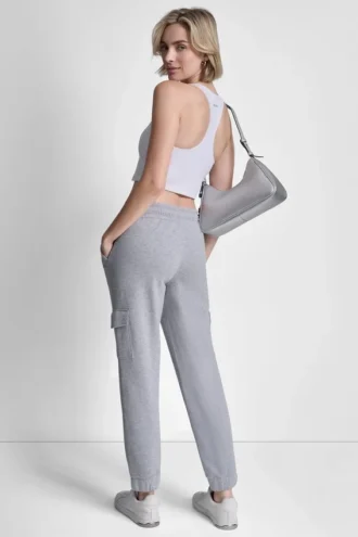 Metallic Bubble Logo Slim Fit Fleece Cargo Jogger