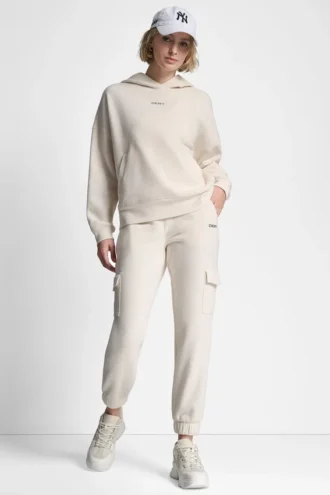 Metallic Bubble Logo Slim Fit Fleece Cargo Jogger