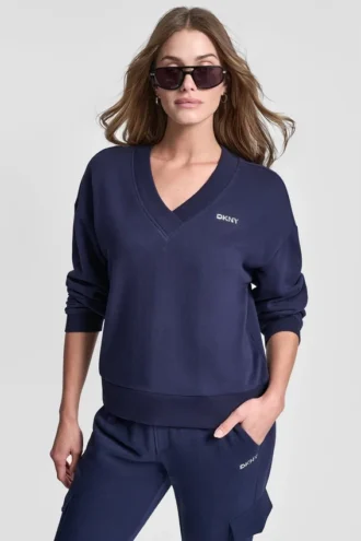 Metallic Bubble Logo V-Neck Pullover