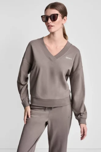 Metallic Bubble Logo V-Neck Pullover