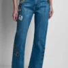 Mid-Rise Pins & Patches Straight Leg Jean