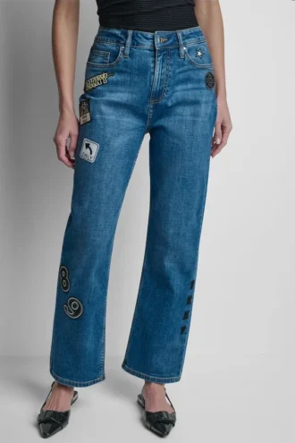 mid rise pins patches straight leg jean 2 330x495 - Mid-Rise Pins & Patches Straight Leg Jean