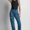 Mid-Rise Pins & Patches Straight Leg Jean