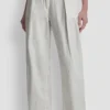 Mid-Rise Tie Waist Pleated Pant
