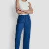 Mid-Rise Tie Waist Pleated Pant