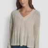 Mohair Like Cable V-Neck Sweater