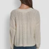 Mohair Like Cable V-Neck Sweater