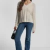 Mohair Like Cable V-Neck Sweater