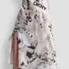 Newspaper Print Midi Skirt