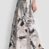 Newspaper Print Midi Skirt