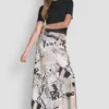 Newspaper Print Midi Skirt